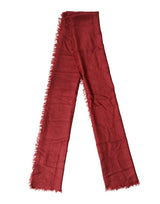 Dolce & Gabbana Red Cashmere Silk Fringe Wrap Foulard 200cm X 70cm Scarf