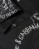 Dolce & Gabbana Black Logo Script Print Sik Foulard 137.5cm X 15cm Scarf