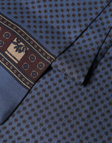 Dolce & Gabbana Blue Silk Geometric Fringe Foulard Wrap 131.5x15.5cm Scarf