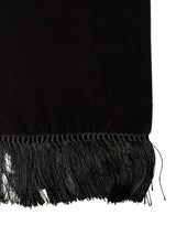 Dolce & Gabbana Black Silk Fringe Neck Wrap Foulard 139.5cm x 15.5cm Scarf