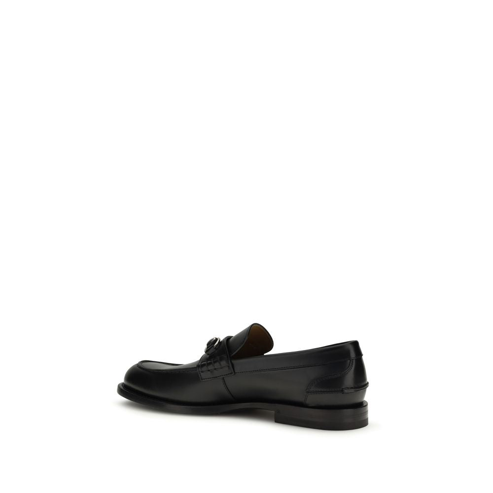 Gucci Black Calf Leather Bos Taurus Slip-On Loafers