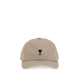 Ami Paris Beige Cotton Cap (Baseball Hat)