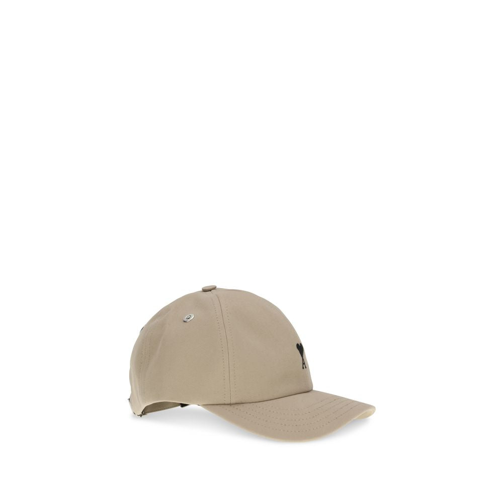 Ami Paris Beige Cotton Cap (Baseball Hat)