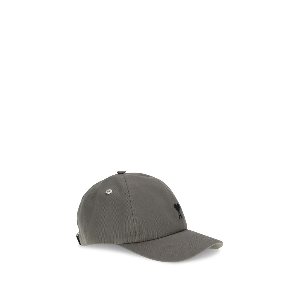 Ami Paris Gray Cotton Cap (Baseball Hat)
