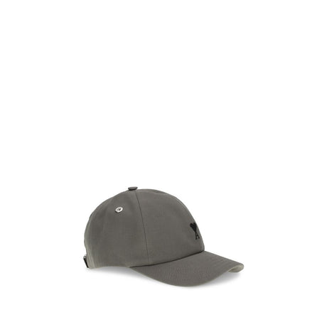 Ami Paris Gray Cotton Cap (Baseball Hat)