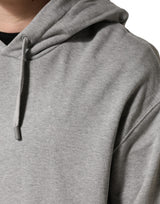 Dolce & Gabbana Gray Cotton Hooded Sweatshirt Sweater