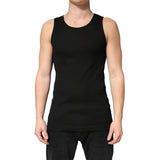Dolce & Gabbana Black Cotton Ribbed Sleeveless Tank Top  T-shirt