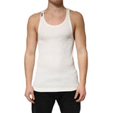 Dolce & Gabbana Ivory Cotton Ribbed Sleeveless Tank Top  T-shirt