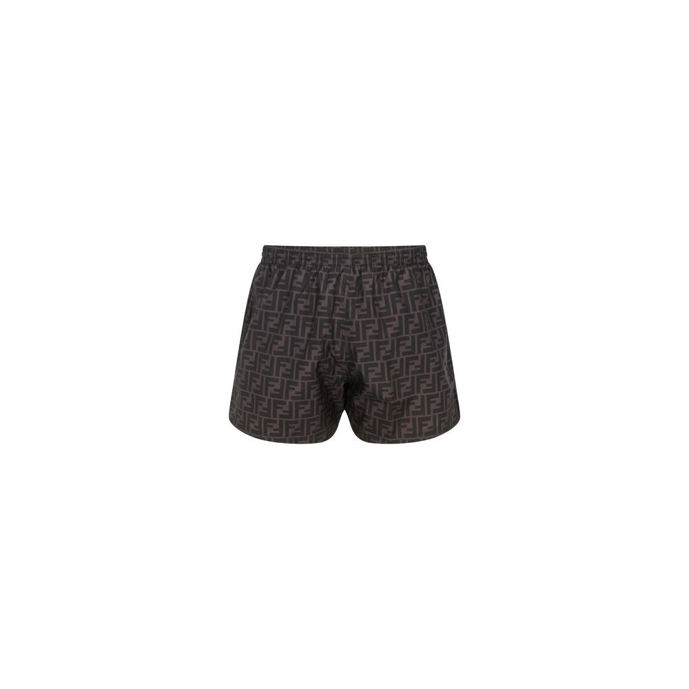 Fendi Gray Polyester Swim Shorts