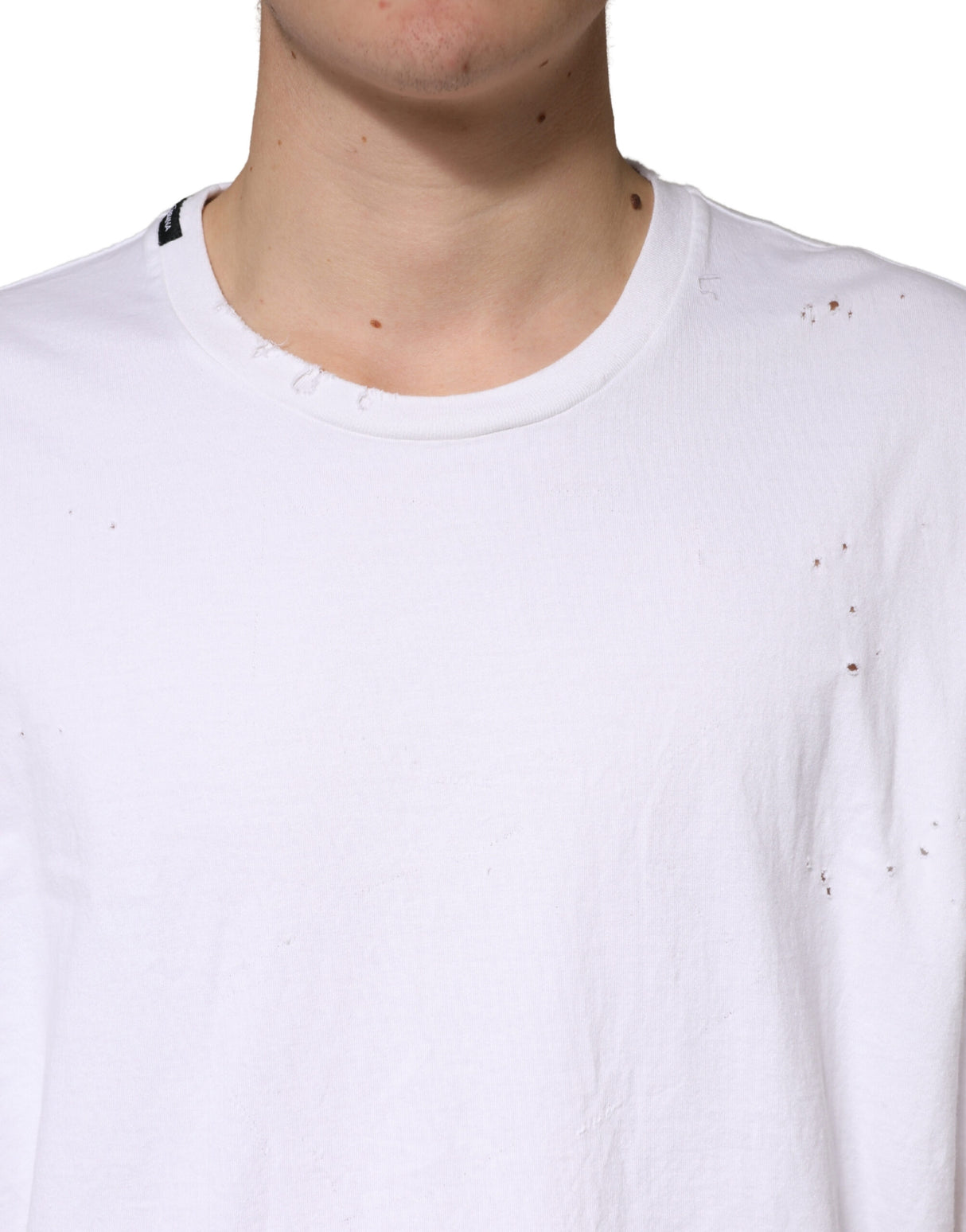 Dolce & Gabbana White Cotton Crewneck Short Sleeve T-Shirt