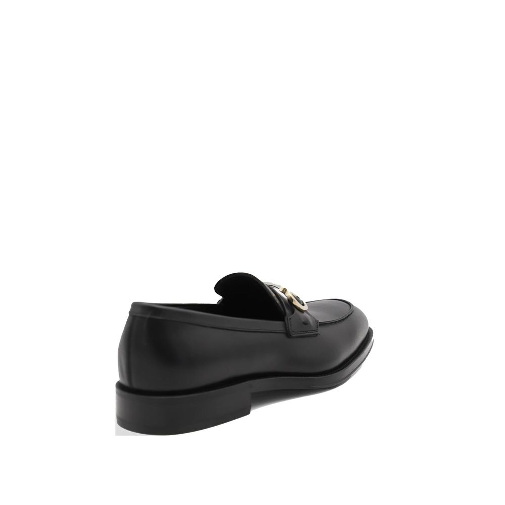 Salvatore Ferragamo Black Leather Slip-On Loafers