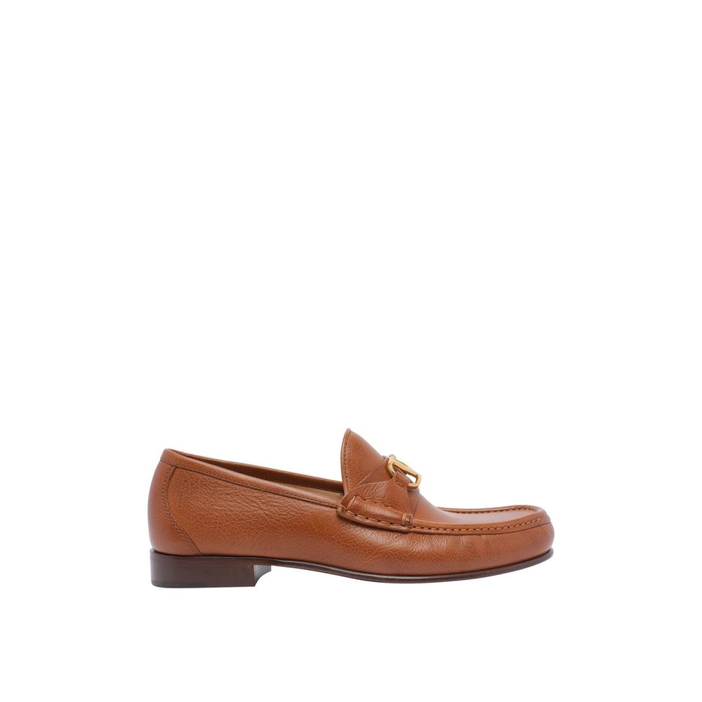 Valentino Garavani Brown Leather Slip-On Loafers