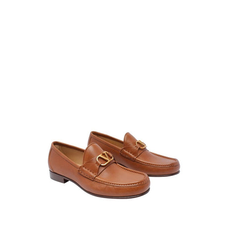 Valentino Garavani Brown Leather Slip-On Loafers