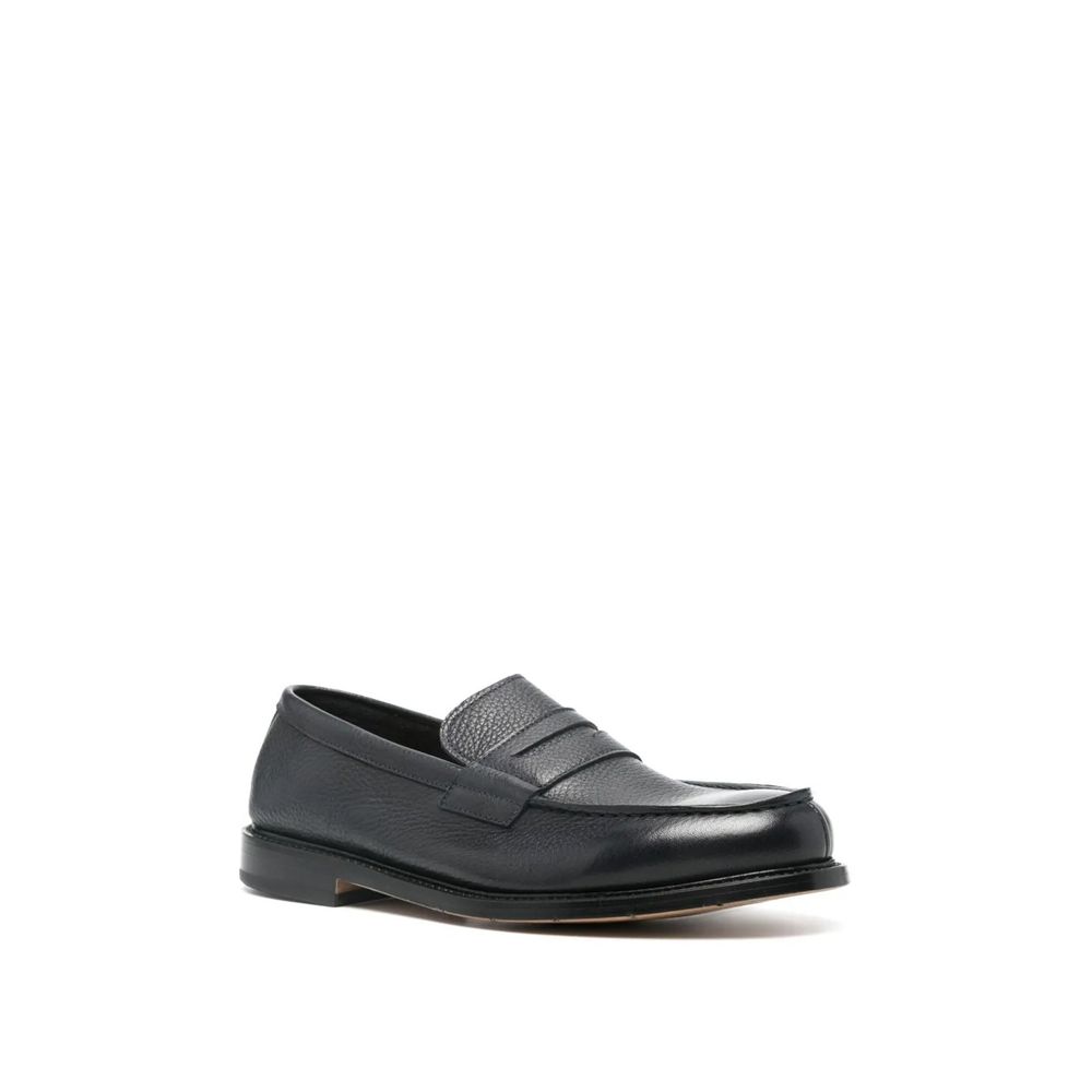 Premiata Black Leather Slip-On Loafers