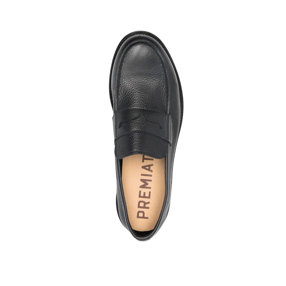 Premiata Black Leather Slip-On Loafers