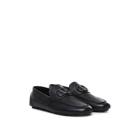 Valentino Garavani Black Leather Slip-On Loafers