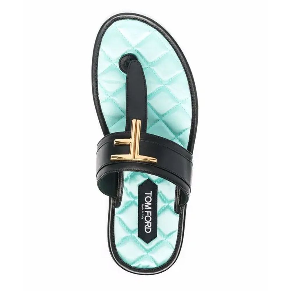 Tom Ford Black Leather Flat Sandals
