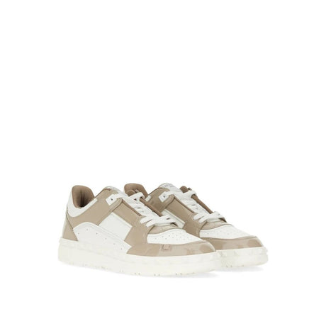 Valentino Garavani Beige Leather Low Top Sneakers