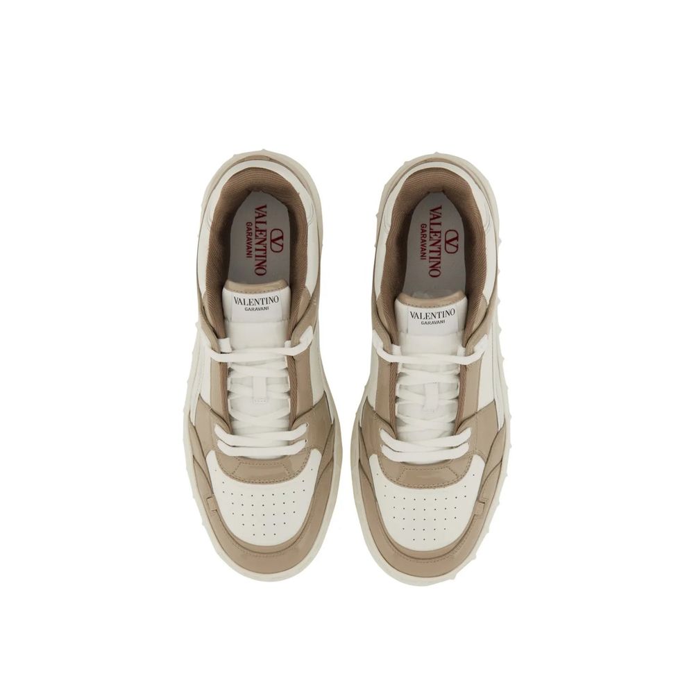 Valentino Garavani Beige Leather Low Top Sneakers
