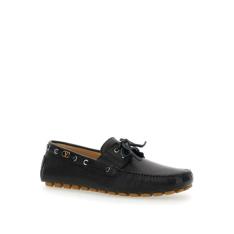 Valentino Garavani Black Leather Slip-On Loafers