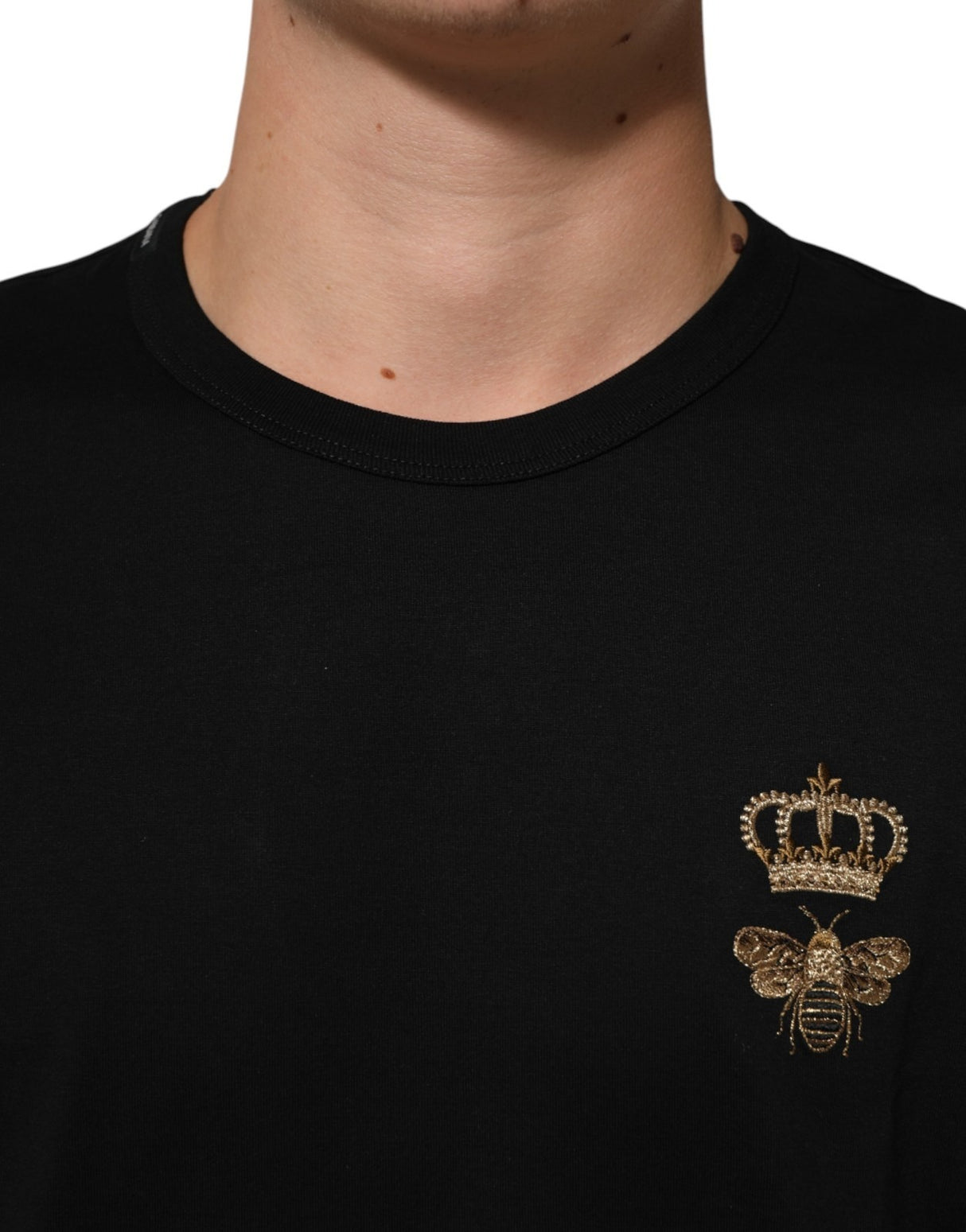 Dolce & Gabbana Black Crown Bee Cotton Short Sleeve T-shirt