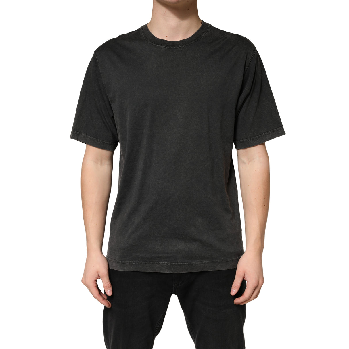 Dolce & Gabbana Black Cotton Crewneck Short Sleeve  T-Shirt