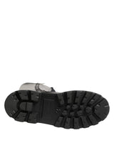 Dolce & Gabbana Black Leather Knee High Lace Up Boots Shoes