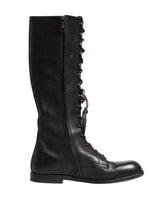 Dolce & Gabbana Re-Edition Black Leather Lace Up Boots Shoes
