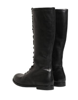 Dolce & Gabbana Re-Edition Black Leather Lace Up Boots Shoes