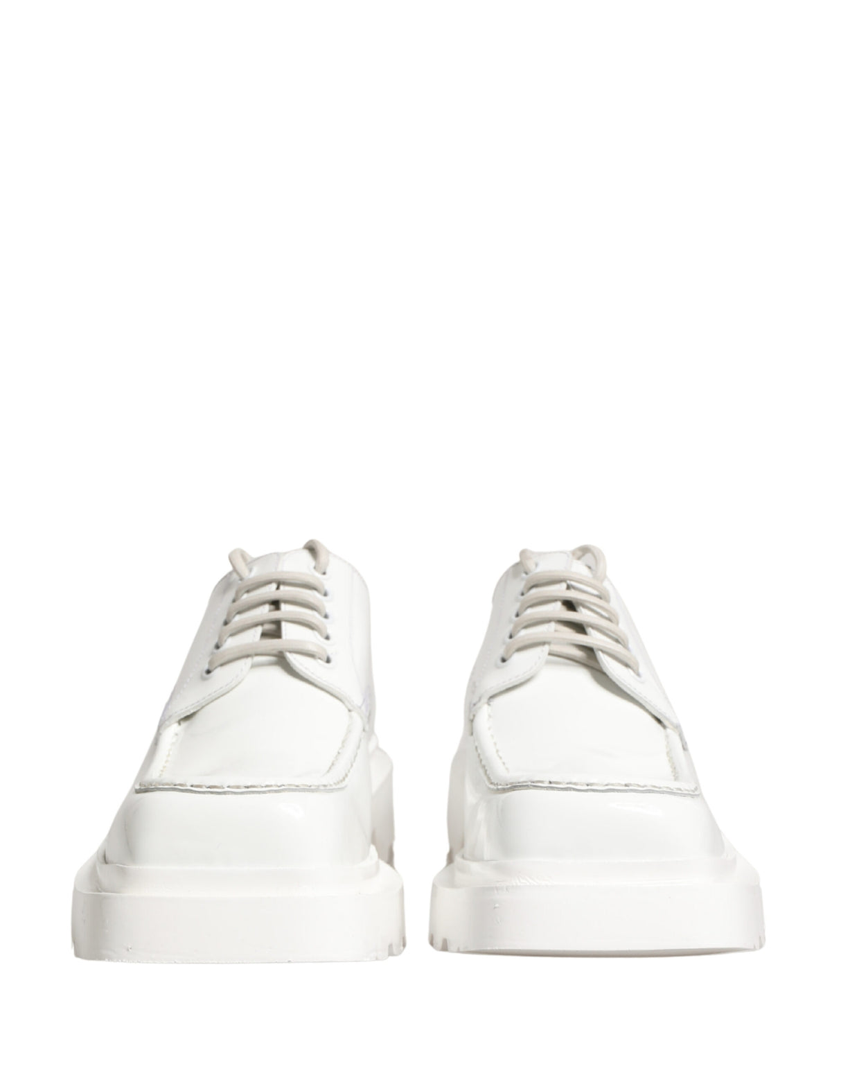 Dolce & Gabbana White Leather Chunky Sole Derby Shoes
