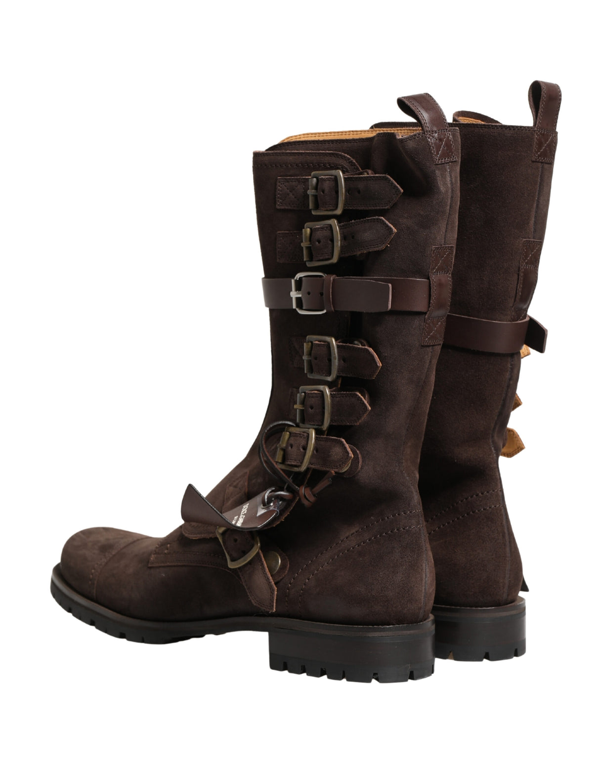 Dolce & Gabbana Brown Suede Leather Combat Ankle Boots  Shoes