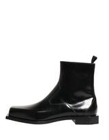 Dolce & Gabbana Black Leather Zip Closure Ankle Boots Shoes
