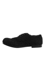 Dolce & Gabbana Men Black Riccio Shearling Dress Derby Shoes