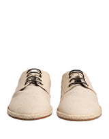Dolce & Gabbana Beige Espadrille Sole Lace Up Canvas Derby Shoes