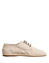 Dolce & Gabbana Beige Espadrille Sole Lace Up Canvas Derby Shoes
