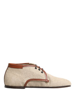 Dolce & Gabbana Beige Canvas Lace-Up Men Dress Derby Shoes