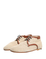 Dolce & Gabbana Beige Canvas Leather Trim Dress Derby Shoes