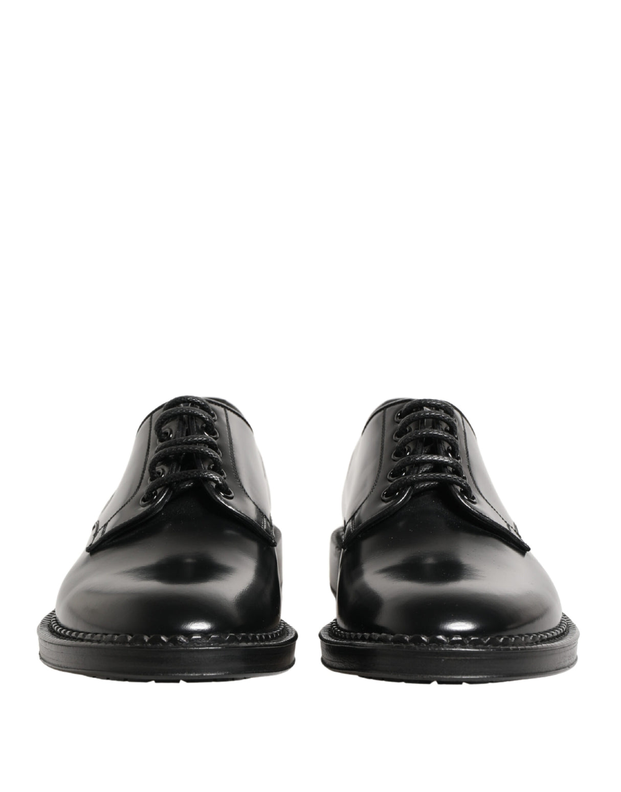 Dolce & Gabbana Men Black Lace-Up Leather Crown Dress Derby Shoes