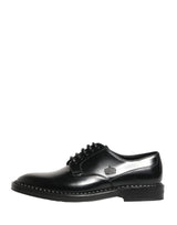 Dolce & Gabbana Men Black Lace-Up Leather Crown Dress Derby Shoes