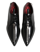 Dolce & Gabbana Men Black Lace-Up Leather Zip Dress Derby Shoes