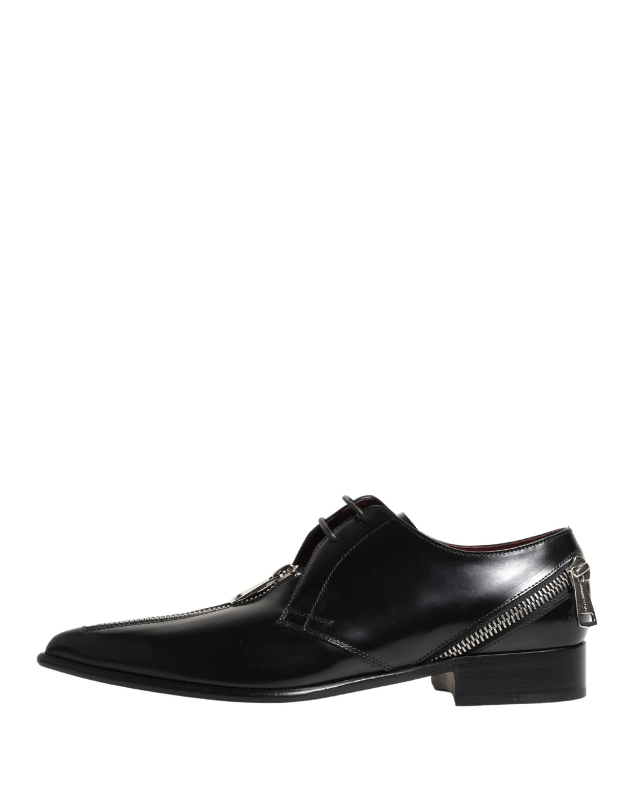 Dolce & Gabbana Men Black Lace-Up Leather Zip Dress Derby Shoes