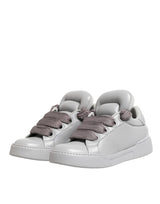Dolce & Gabbana White Leather Gray Laces Low Top Sneakers Shoes