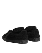 Dolce & Gabbana Black Portofino Shearling Low Top Sneakers Shoes