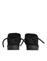 Dolce & Gabbana Black Portofino Shearling Low Top Sneakers Shoes