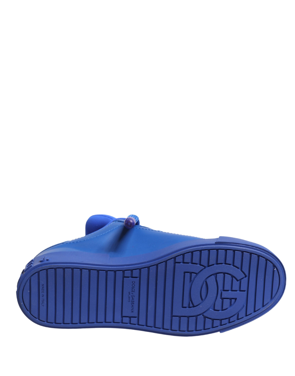 Dolce & Gabbana Blue Leather DG Logo Sole Low Top Sneakers Shoes