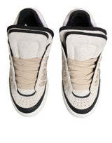 Dolce & Gabbana Taupe White Suede Leather Low Top Sneakers Shoes