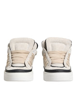 Dolce & Gabbana Taupe White Suede Leather Low Top Sneakers Shoes
