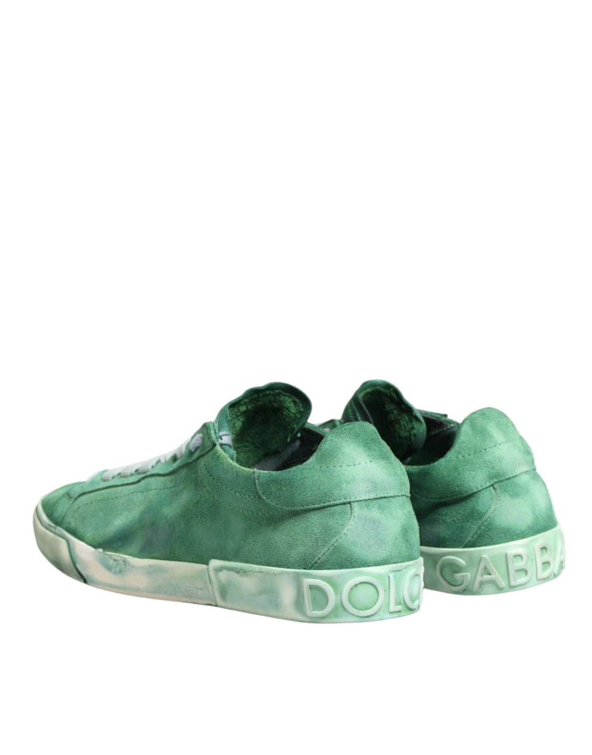 Dolce & Gabbana Green Suade DG Logo Sole Low Top Sneakers Shoes