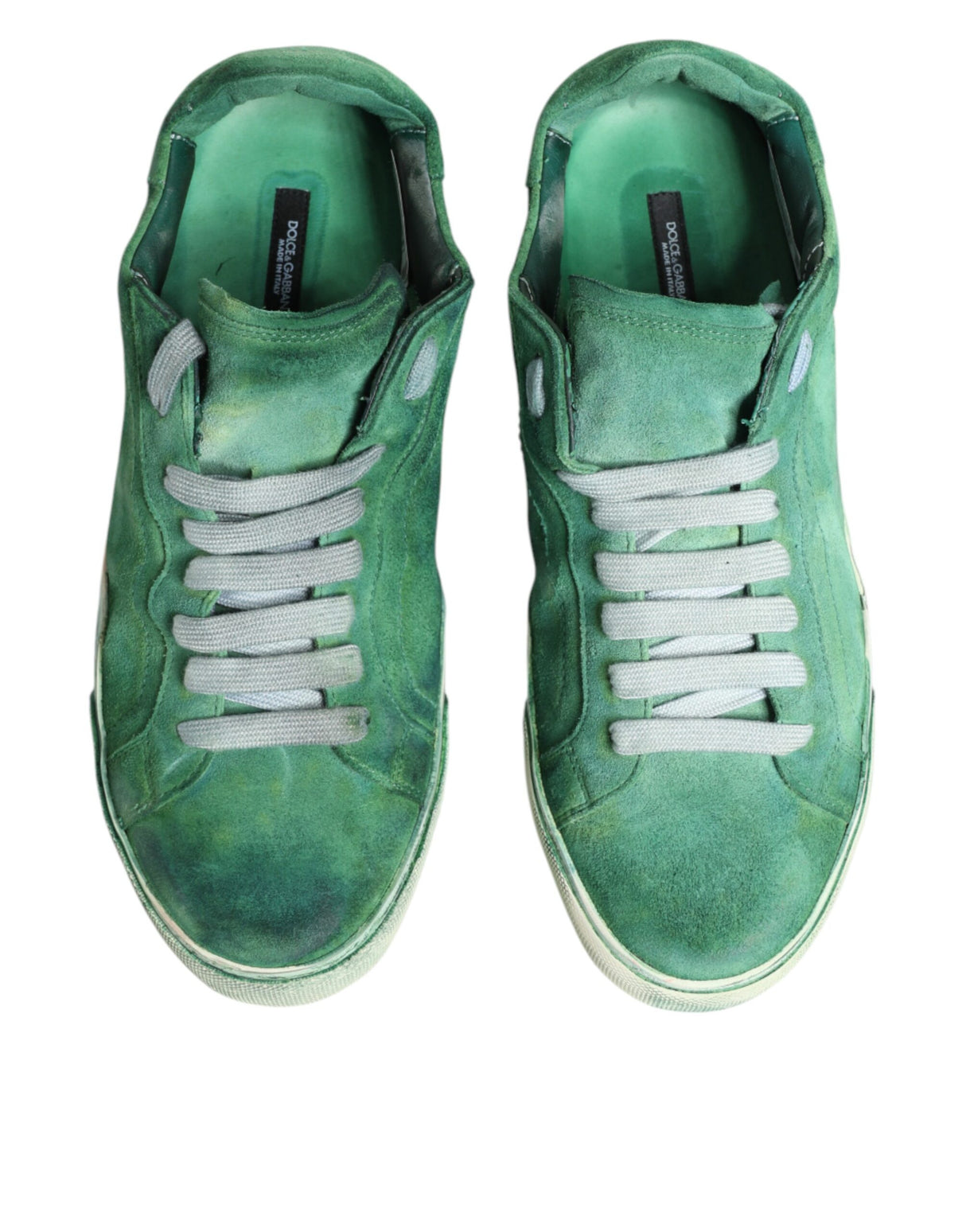 Dolce & Gabbana Green Suade DG Logo Sole Low Top Sneakers Shoes