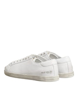 Dolce & Gabbana White Bianco Leather Men Low Top Sneakers Shoes